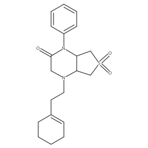 4-(2-(cyclohex-1-en-1-yl)ethyl)-1-phenylhexahydrothieno[3,4-b]pyrazin-2(1H)-one 6,6-dioxide Structure