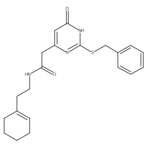 2-(2-(benzylthio)-6-oxo-1,6-dihydropyrimidin-4-yl)-N-(2-(cyclohex-1-en-1-yl)ethyl)acetamide Structure