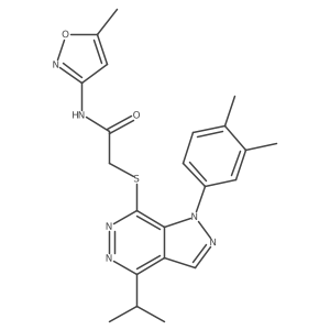 Cc1cc(NC(=O)CSc2nnc(C(C)C)c3cnn(-c4ccc(C)c(C)c4)c23)no1结构式