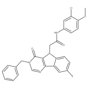 2-(3-benzyl-8-fluoro-4-oxo-3H-pyrimido[5,4-b]indol-5(4H)-yl)-N-(3-chloro-4-methoxyphenyl)acetamide结构式