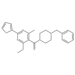 5-(4-Benzylpiperazine-1-carbonyl)-4-methyl-6-(methylsulfanyl)-2-(thiophen-2-yl)pyrimidine Structure