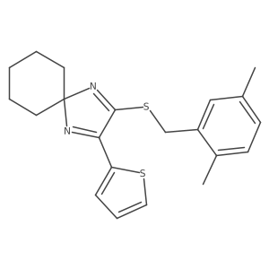 2-{[(2,5-Dimethylphenyl)methyl]sulfanyl}-3-(thiophen-2-yl)-1,4-diazaspiro[4.5]deca-1,3-diene Structure