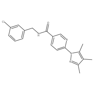 N-(3-chlorobenzyl)-6-(3,4,5-trimethyl-1H-pyrazol-1-yl)nicotinamide结构式