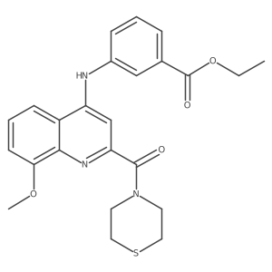 Ethyl 3-{[8-methoxy-2-(thiomorpholine-4-carbonyl)quinolin-4-yl]amino}benzoate结构式