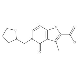 5-Methyl-4-oxo-3-(oxolan-2-ylmethyl)-3-hydrothiopheno[2,3-d]pyrimidine-6-carbo nyl chloride结构式