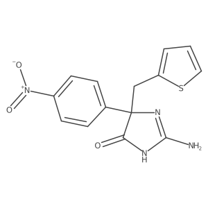 4H-Imidazol-4-one, 2-amino-3,5-dihydro-5-(4-nitrophenyl)-5-(2-thienylmethyl)- Structure