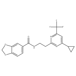 N-(2-(4-cyclopropyl-6-(trifluoromethyl)pyrimidin-2-yl)ethyl)benzo[d][1,3]dioxole-5-carboxamide结构式