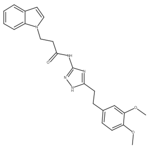 N-{3-[2-(3,4-dimethoxyphenyl)ethyl]-1H-1,2,4-triazol-5-yl}-3-(1H-indol-1-yl)propanamide结构式
