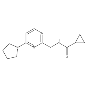 N-((4-(pyrrolidin-1-yl)pyrimidin-2-yl)methyl)cyclopropanecarboxamide结构式