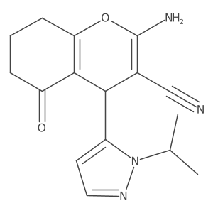 2-amino-5-oxo-4-[1-(propan-2-yl)-1H-pyrazol-5-yl]-5,6,7,8-tetrahydro-4H-chromene-3-carbonitrile Structure