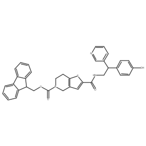 9H-Fluoren-9-ylmethyl 6,7-dihydro-2-[[[2-(4-hydroxyphenyl)-2-(3-pyridinyl)ethyl]amino]carbonyl]thieno[3,2-c]pyridine-5(4H)-carboxylate Structure
