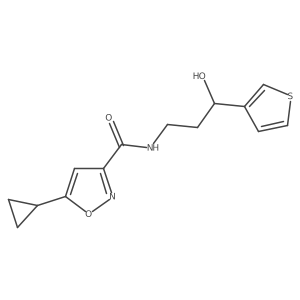 5-cyclopropyl-N-(3-hydroxy-3-(thiophen-3-yl)propyl)isoxazole-3-carboxamide结构式