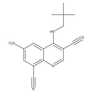 6-Amino-4-[(2,2-dimethylpropyl)amino]-3,8-quinolinedicarbonitrile结构式
