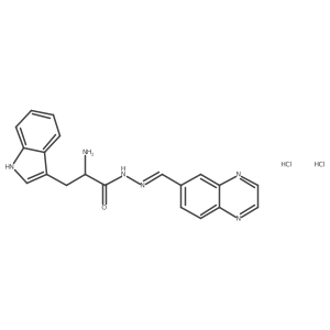 (2R)-2-amino-3-(1H-indol-3-yl)-N'-[(E)-(quinoxalin-6-yl)methylidene]propanehydrazide dihydrochloride Structure