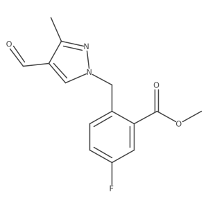 methyl 5-fluoro-2-[(4-formyl-3-methyl-1H-pyrazol-1-yl)methyl]benzoate Structure