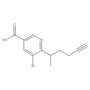5-Bromo-6-[(but-3-yn-1-yl)(methyl)amino]pyridine-3-carboxylic acid结构式