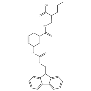 rac-2-({[(1R,5S)-5-({[(9H-fluoren-9-yl)methoxy]carbonyl}amino)cyclohex-3-en-1-yl]formamido}methyl)pentanoic acid结构式