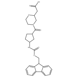 rac-2-{4-[(1R,3S)-3-({[(9H-fluoren-9-yl)methoxy]carbonyl}amino)cyclopentanecarbonyl]morpholin-2-yl}acetic acid结构式
