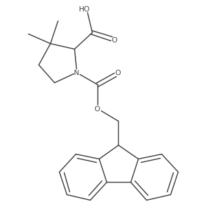 (R)-1-(((9H-Fluoren-9-yl)methoxy)carbonyl)-3,3-dimethylpyrrolidine-2-carboxylic acid结构式