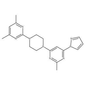 4-[4-(4,6-dimethylpyrimidin-2-yl)piperazin-1-yl]-2-methyl-6-(1H-pyrazol-1-yl)pyrimidine结构式