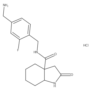 (3Ar,7aS)-N-[[4-(aminomethyl)-2-fluorophenyl]methyl]-2-oxo-3,4,5,6,7,7a-hexahydro-1H-indole-3a-carboxamide;hydrochloride Structure