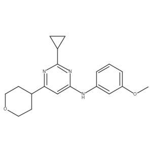 2-cyclopropyl-N-(3-methoxyphenyl)-6-(oxan-4-yl)pyrimidin-4-amine结构式