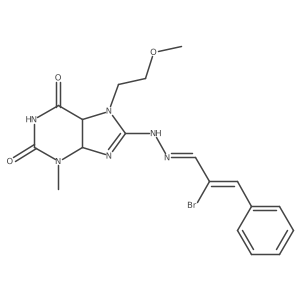 8-[(2E)-2-[(Z)-2-bromo-3-phenylprop-2-enylidene]hydrazinyl]-7-(2-methoxyethyl)-3-methyl-4,5-dihydropurine-2,6-dione Structure