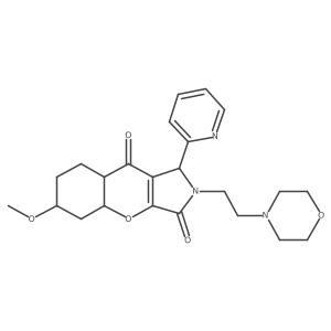 6-methoxy-2-(2-morpholin-4-ylethyl)-1-pyridin-2-yl-4a,5,6,7,8,8a-hexahydro-1H-chromeno[2,3-c]pyrrole-3,9-dione结构式