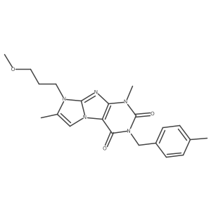 8-(3-methoxypropyl)-1,7-dimethyl-3-(4-methylbenzyl)-1H-imidazo[2,1-f]purine-2,4(3H,8H)-dione结构式
