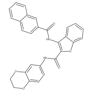3-(2-naphthamido)-N-(2,3-dihydrobenzo[b][1,4]dioxin-6-yl)benzofuran-2-carboxamide结构式
