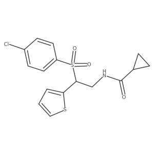 N-(2-((4-chlorophenyl)sulfonyl)-2-(thiophen-2-yl)ethyl)cyclopropanecarboxamide Structure