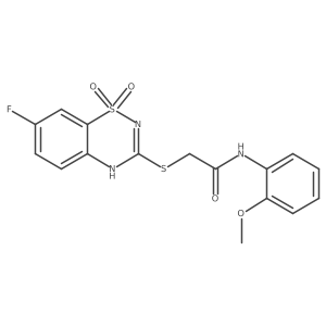 2-((7-fluoro-1,1-dioxido-4H-benzo[e][1,2,4]thiadiazin-3-yl)thio)-N-(2-methoxyphenyl)acetamide Structure
