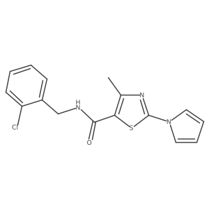 N-(2-chlorobenzyl)-4-methyl-2-(1H-pyrrol-1-yl)-1,3-thiazole-5-carboxamide结构式