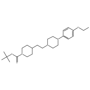 Tert-butyl 4-(2-(4-(4-(ethylthio)phenyl)piperazin-1-yl)ethyl)piperidine-1-carboxylate结构式