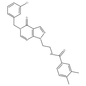 N-(2-(5-(3-chlorobenzyl)-4-oxo-4,5-dihydro-1H-pyrazolo[3,4-d]pyrimidin-1-yl)ethyl)-3,4-dimethylbenzamide结构式