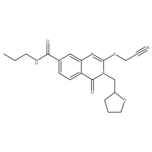 2-[(cyanomethyl)thio]-4-oxo-N-propyl-3-(tetrahydrofuran-2-ylmethyl)-3,4-dihydroquinazoline-7-carboxamide结构式