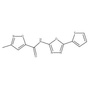 3-methyl-N-(5-(thiophen-2-yl)-1,3,4-oxadiazol-2-yl)isoxazole-5-carboxamide结构式