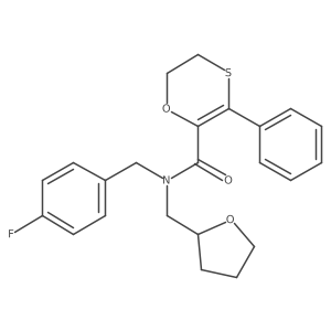 N-(4-fluorobenzyl)-3-phenyl-N-(tetrahydrofuran-2-ylmethyl)-5,6-dihydro-1,4-oxathiine-2-carboxamide结构式