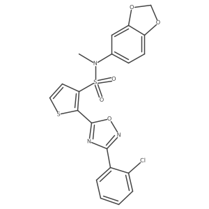 N-(1,3-benzodioxol-5-yl)-2-[3-(2-chlorophenyl)-1,2,4-oxadiazol-5-yl]-N-methylthiophene-3-sulfonamide结构式