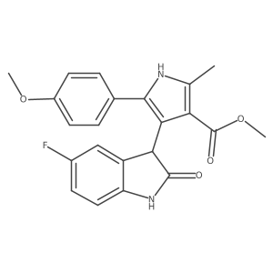 methyl 4-(5-fluoro-2-oxo-2,3-dihydro-1H-indol-3-yl)-5-(4-methoxyphenyl)-2-methyl-1H-pyrrole-3-carboxylate结构式