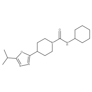 N-cyclohexyl-4-(5-isopropyl-1,3,4-oxadiazol-2-yl)piperidine-1-carboxamide结构式