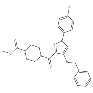 methyl 1-(4-(benzyloxy)-1-(4-fluorophenyl)-1H-pyrazole-3-carbonyl)piperidine-4-carboxylate结构式