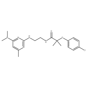 2-(4-chlorophenoxy)-N-(2-((4-(dimethylamino)-6-methylpyrimidin-2-yl)amino)ethyl)-2-methylpropanamide Structure