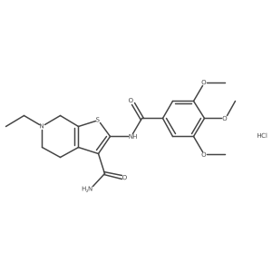 6-Ethyl-2-(3,4,5-trimethoxybenzamido)-4,5,6,7-tetrahydrothieno[2,3-c]pyridine-3-carboxamide hydrochloride结构式