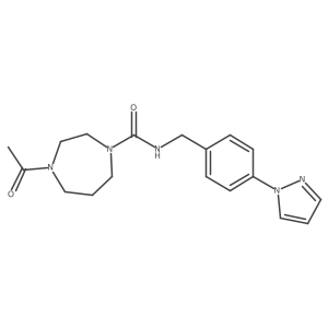 4-Acetylhexahydro-N-[[4-(1H-pyrazol-1-yl)phenyl]methyl]-1H-1,4-diazepine-1-carboxamide结构式