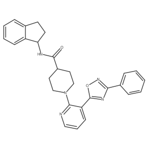 N-(2,3-dihydro-1H-inden-1-yl)-1-[3-(3-phenyl-1,2,4-oxadiazol-5-yl)pyridin-2-yl]piperidine-4-carboxamide结构式