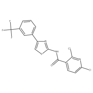 2,6-dichloro-N-[4-[3-(trifluoromethyl)phenyl]-1,3-thiazol-2-yl]pyridine-3-carboxamide结构式