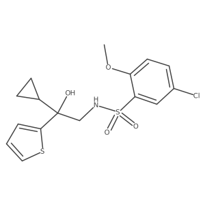 5-chloro-N-[2-cyclopropyl-2-hydroxy-2-(thiophen-2-yl)ethyl]-2-methoxybenzene-1-sulfonamide结构式