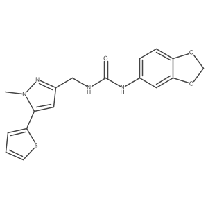 1-(benzo[d][1,3]dioxol-5-yl)-3-((1-methyl-5-(thiophen-2-yl)-1H-pyrazol-3-yl)methyl)urea Structure