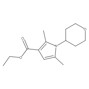 Ethyl 2,5-dimethyl-1-(tetrahydro-2H-pyran-4-yl)-1H-pyrrole-3-carboxylate结构式